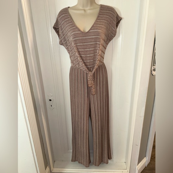 Pants - Brown Short Sleeve Jumpsuit